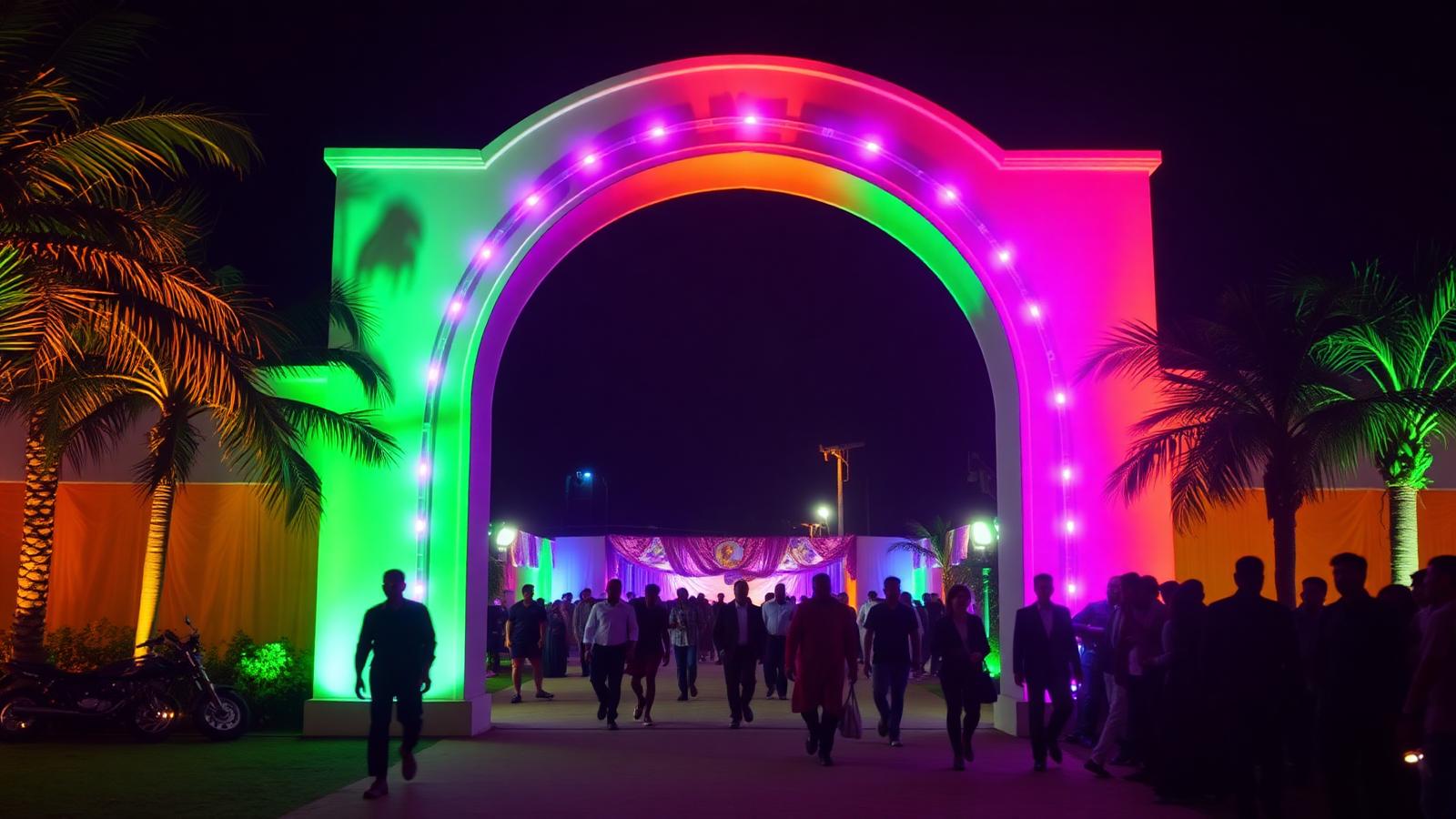 O'Town Rave Party venue lit up at night